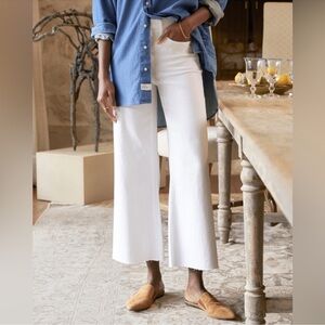 Frank & Eileen Galway White Wide Leg Jeans Cropped Flare Gaucho Denim Pants 24